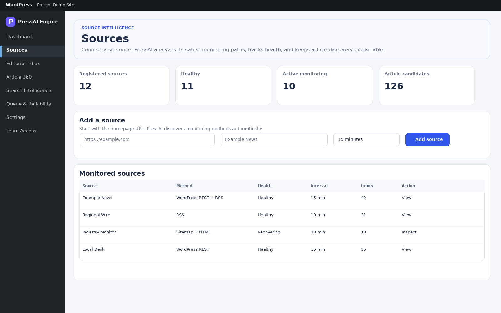PressAI Sources workspace